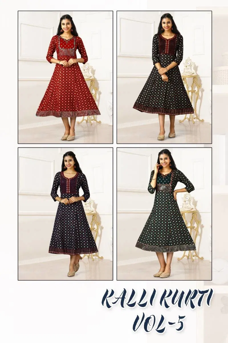 Kalli Kurti Vol 5 Rayon Printed Kurti Wholesale In India