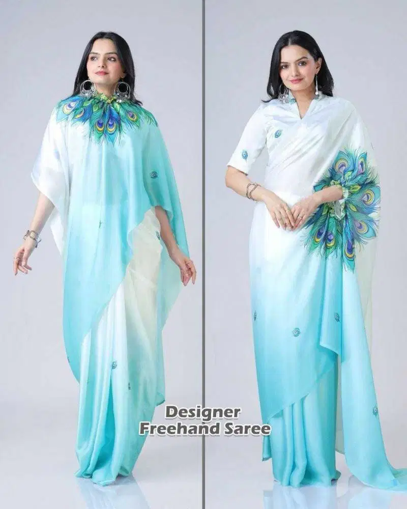 Kc 888 Digital Printed Crepe Silk Ready To Wear Saree Wholesale Market 