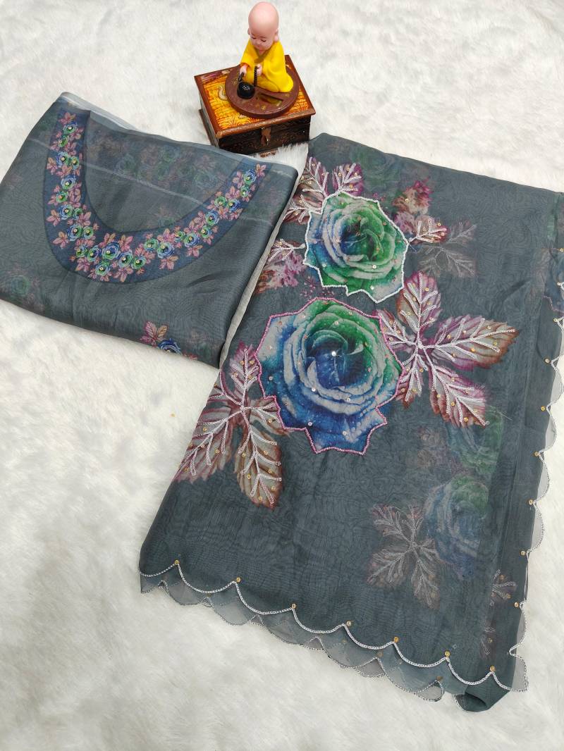 Vt 716 T Soft Tabby Organza With Digital Printed Saree Bulk Orders In India