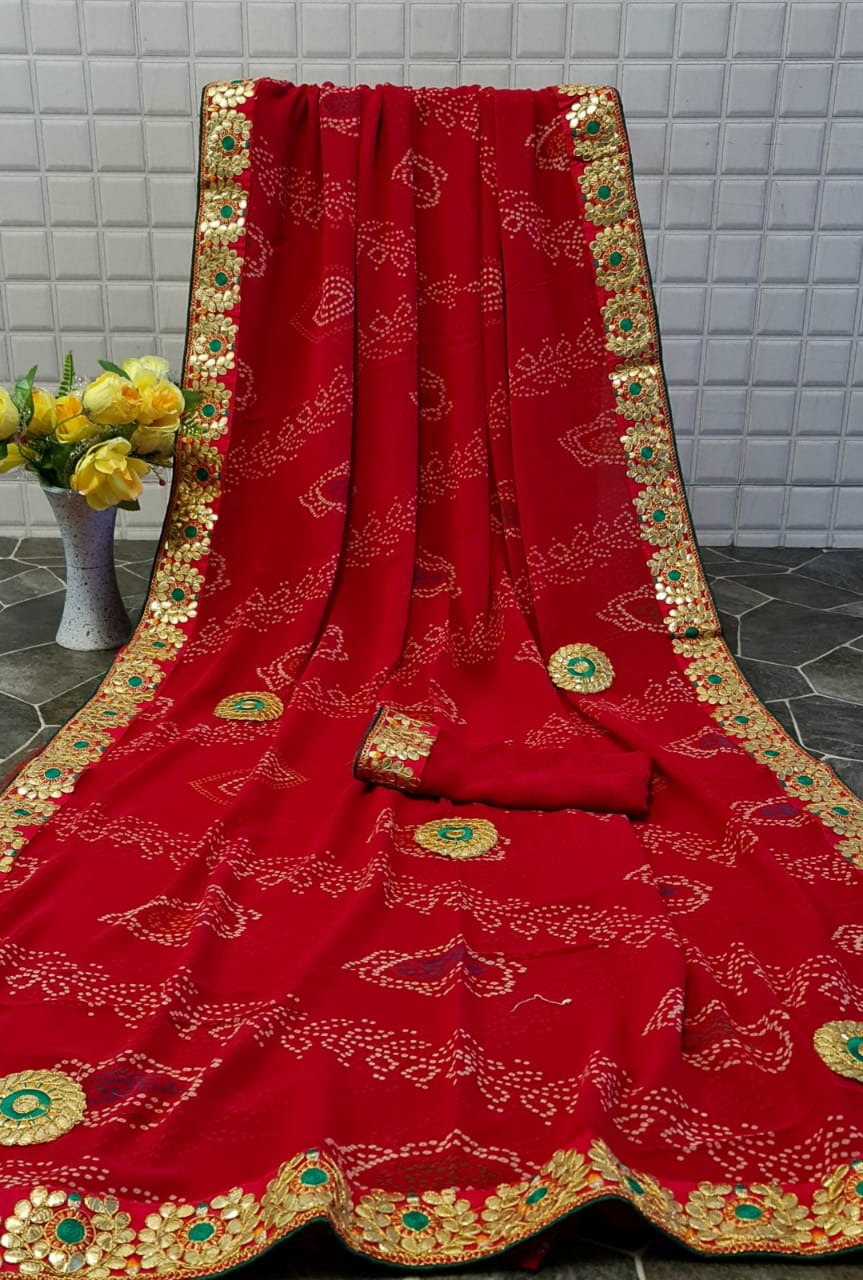 Mahek 4 Latest Designer Heavy Bandhani Printed Georgette Saree Collection 