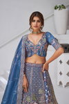 Teal Blue Colour Organza Tissue Designer Bridal Lehenga With Blouse And Dupatta Wholesale In India Kf 2156