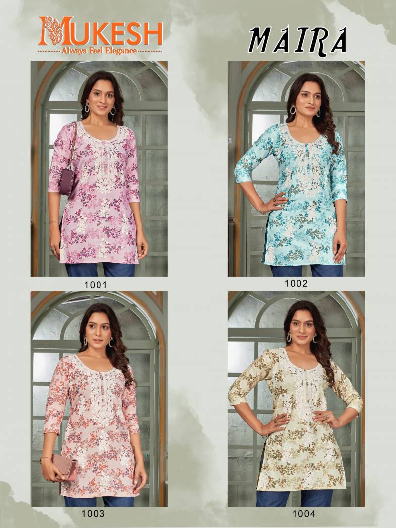 Maira By Mukesh Cotton Printed White Chikan Work Top Bulk Orders In India