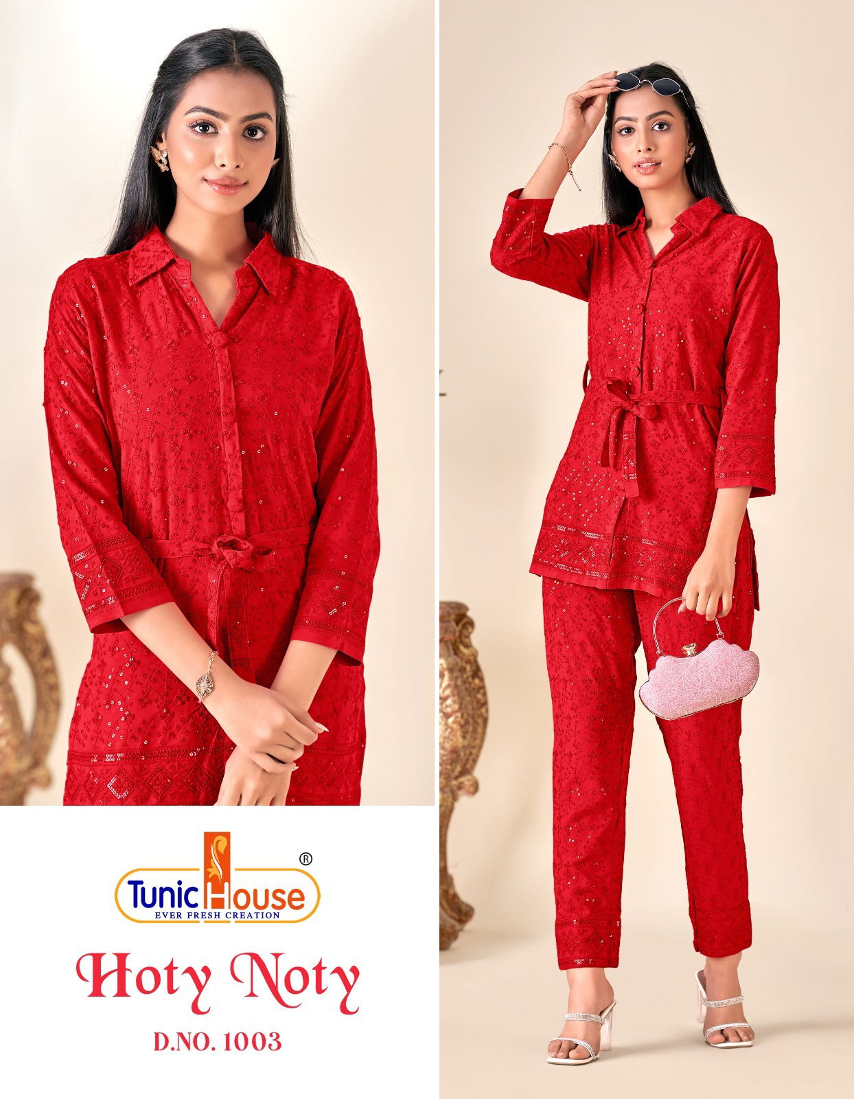 Hoty Noty 03 By Tunic House Viscose Rayon Ladies Top With Bottom Cord Set Manufacturers
