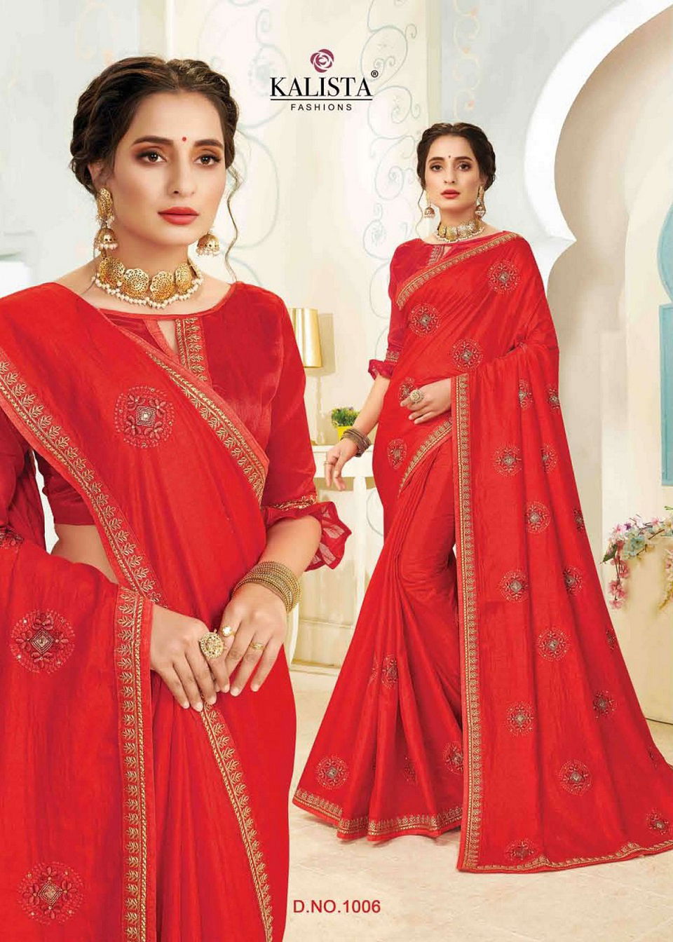 Kalista Rajdhani Latest Designer Festive Wear vichitra silk Embroidery Worked Sarees Collection
