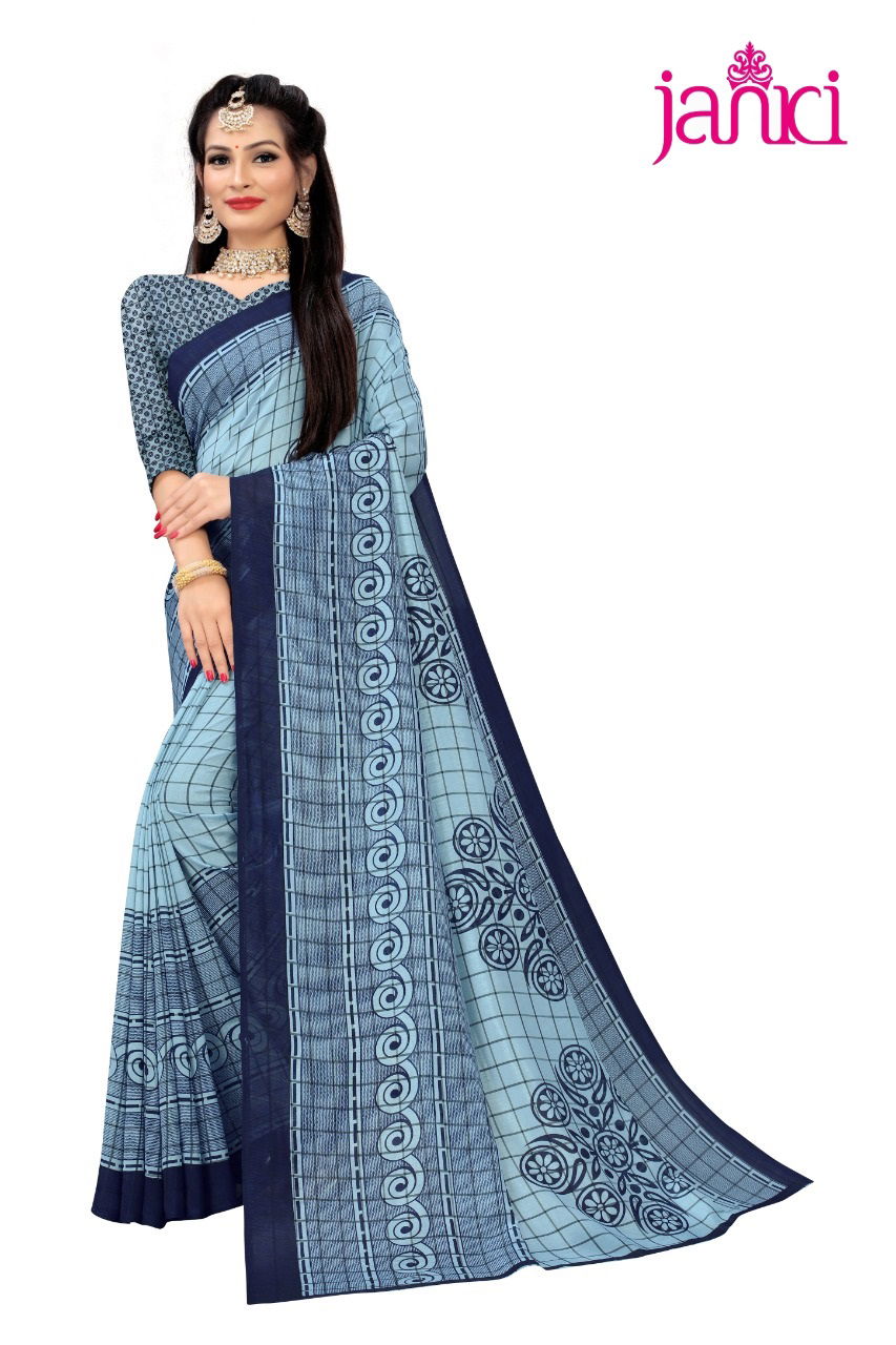 Janki Lady Queen 2 Latest Collection Of Daily Wear Vichitra Silk Chex Print Saree 