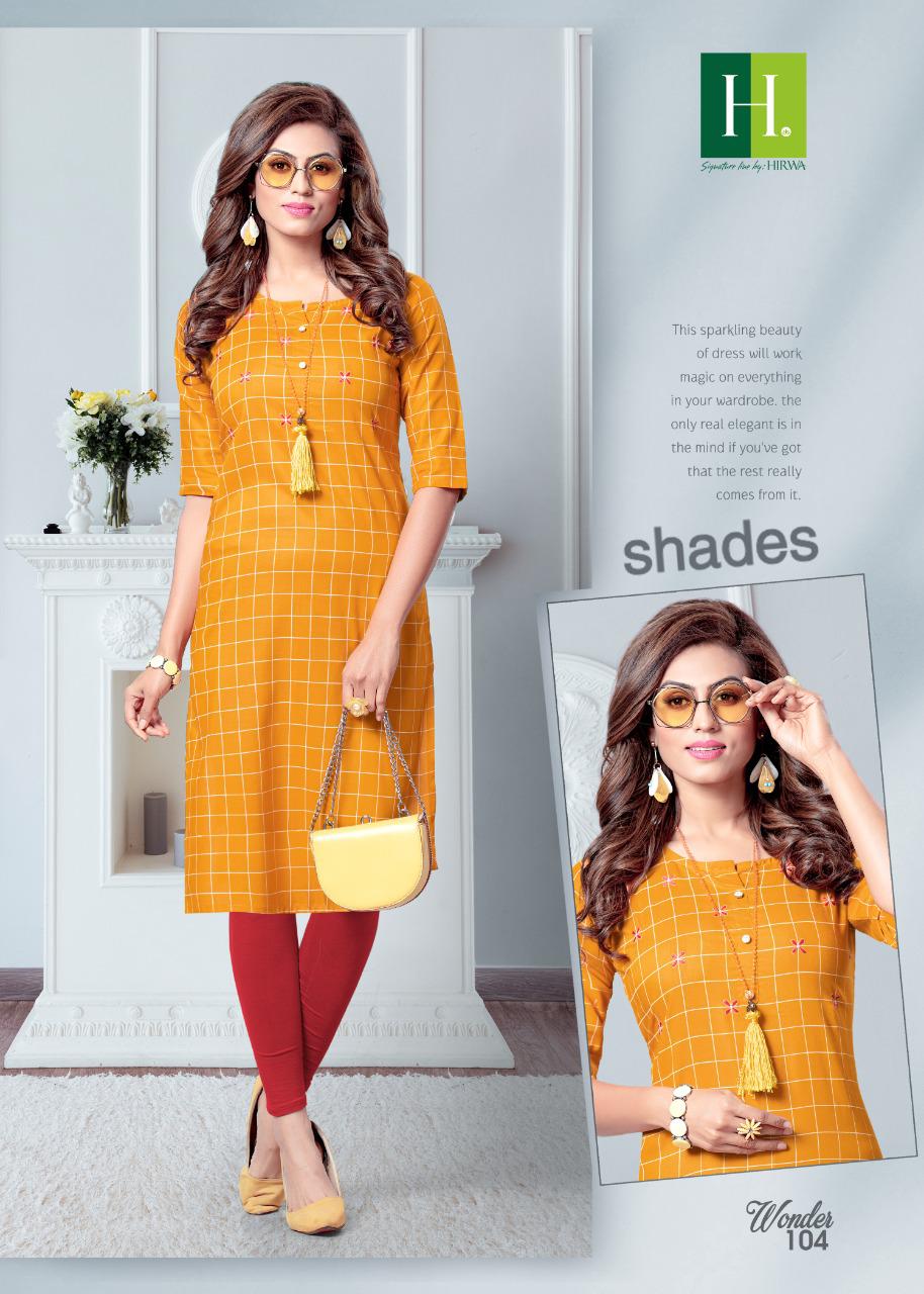 Hirwa Wonder Designer Exclusive Casual Wear Chex Rayon Kurti Collection