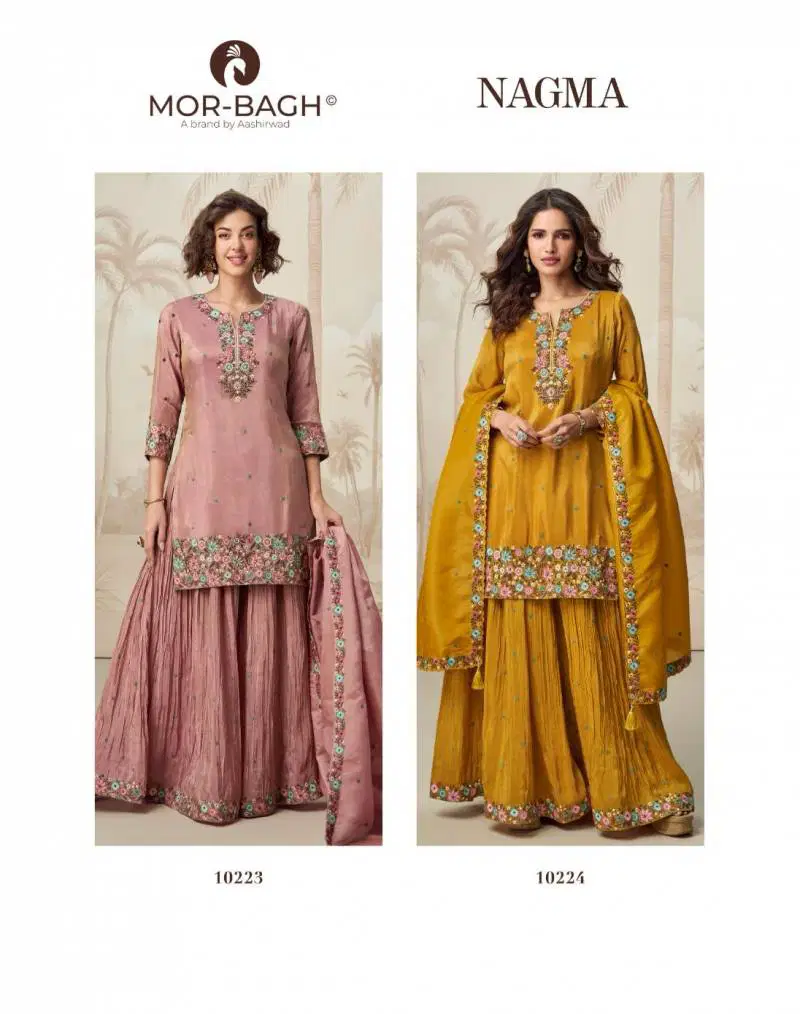 Nagma By Aashirwad Organza Simmer Silk Salwar Suits Wholesale In India