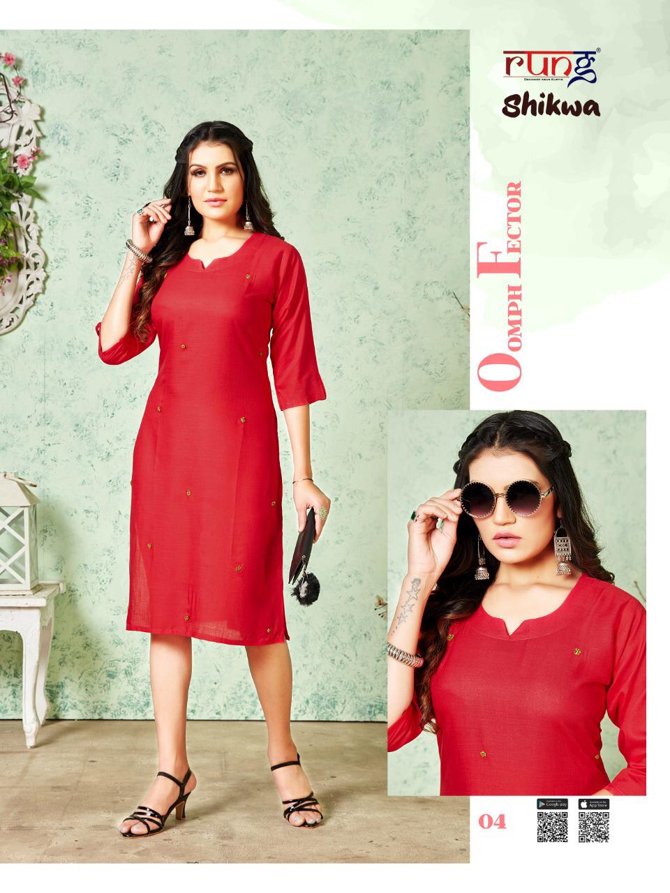 Rung Shikwa Latest fancy Designer Casual Wear Rayon Casual Wear Kurti Collection

