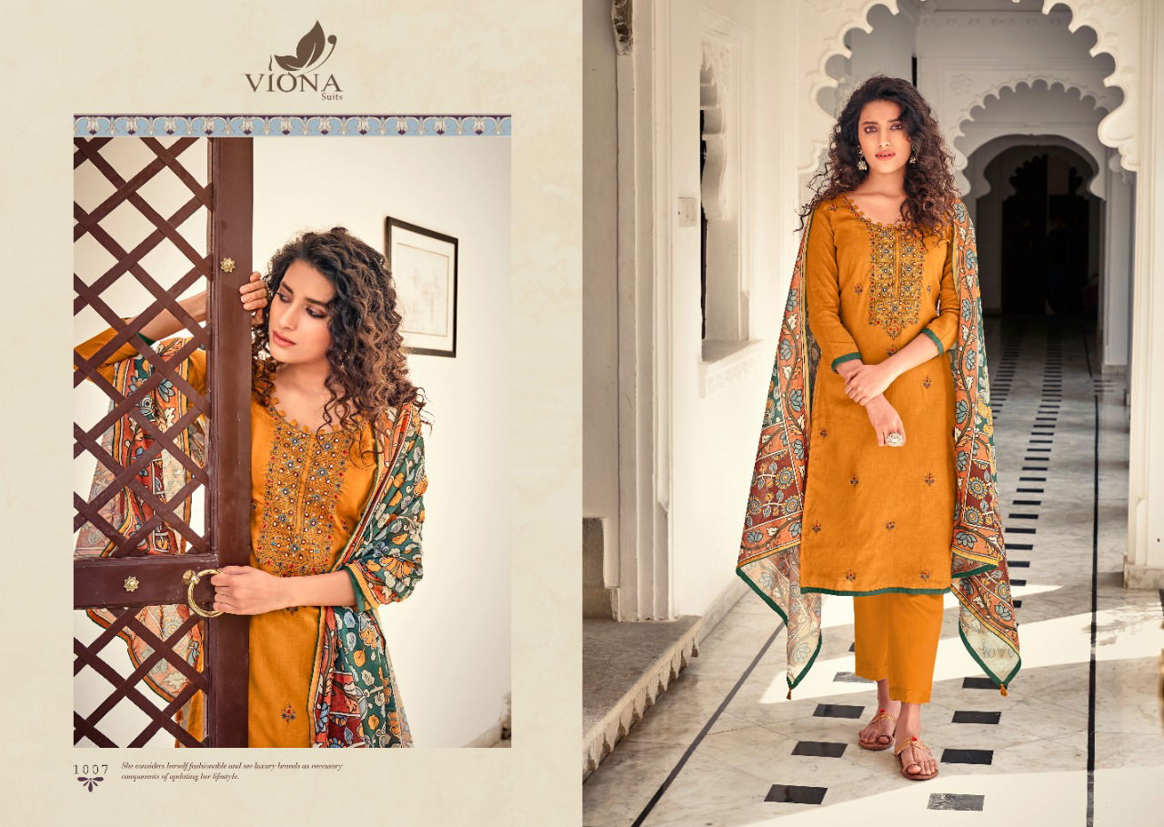 VIONA AAFIA Latest Fancy Casual Wear Cotton Jam Stain Negative Printed With Heavy Embroidery Work Salwar Suit Collection