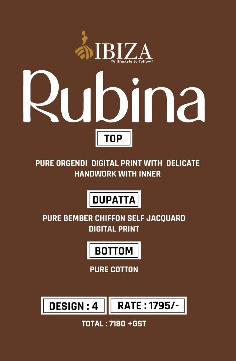Rubina By Ibiza Digital Printed With Handwork Salwar Kameez Orders In India