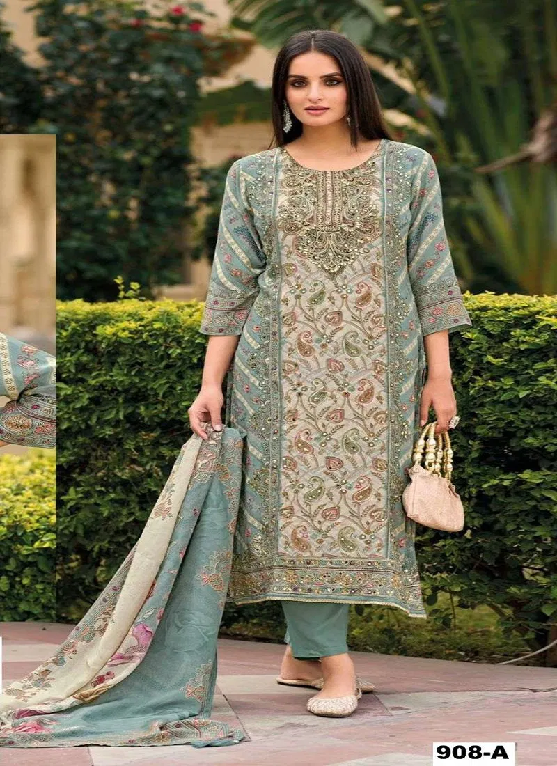 Super Hit 908 A To D Digital Printed Masleen Salwar Suits Wholesale Market In Surat With Price