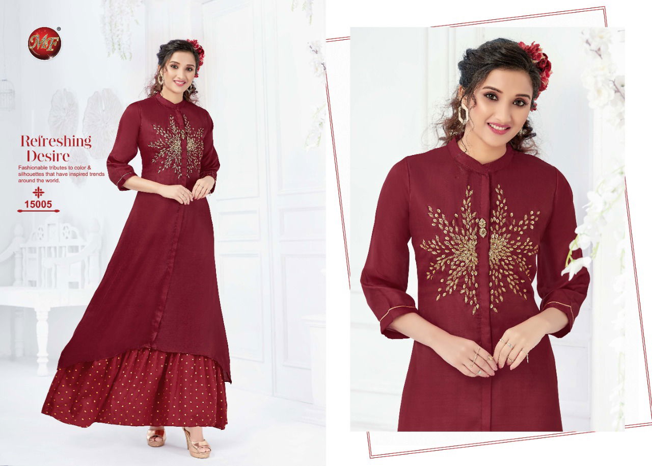 MF Festival Latest Designer Collection Of Fancy Kurti With Long Inner and Beautiful Hand Work 