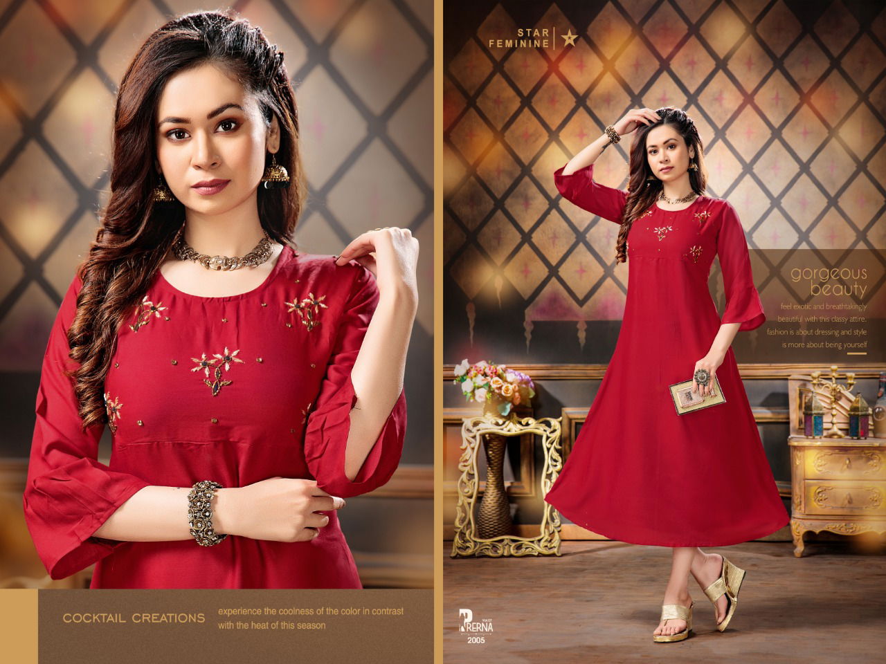 Prerna 7 Rayon Ethnic Wear Flair with Designer Handwork Kurtis Collection