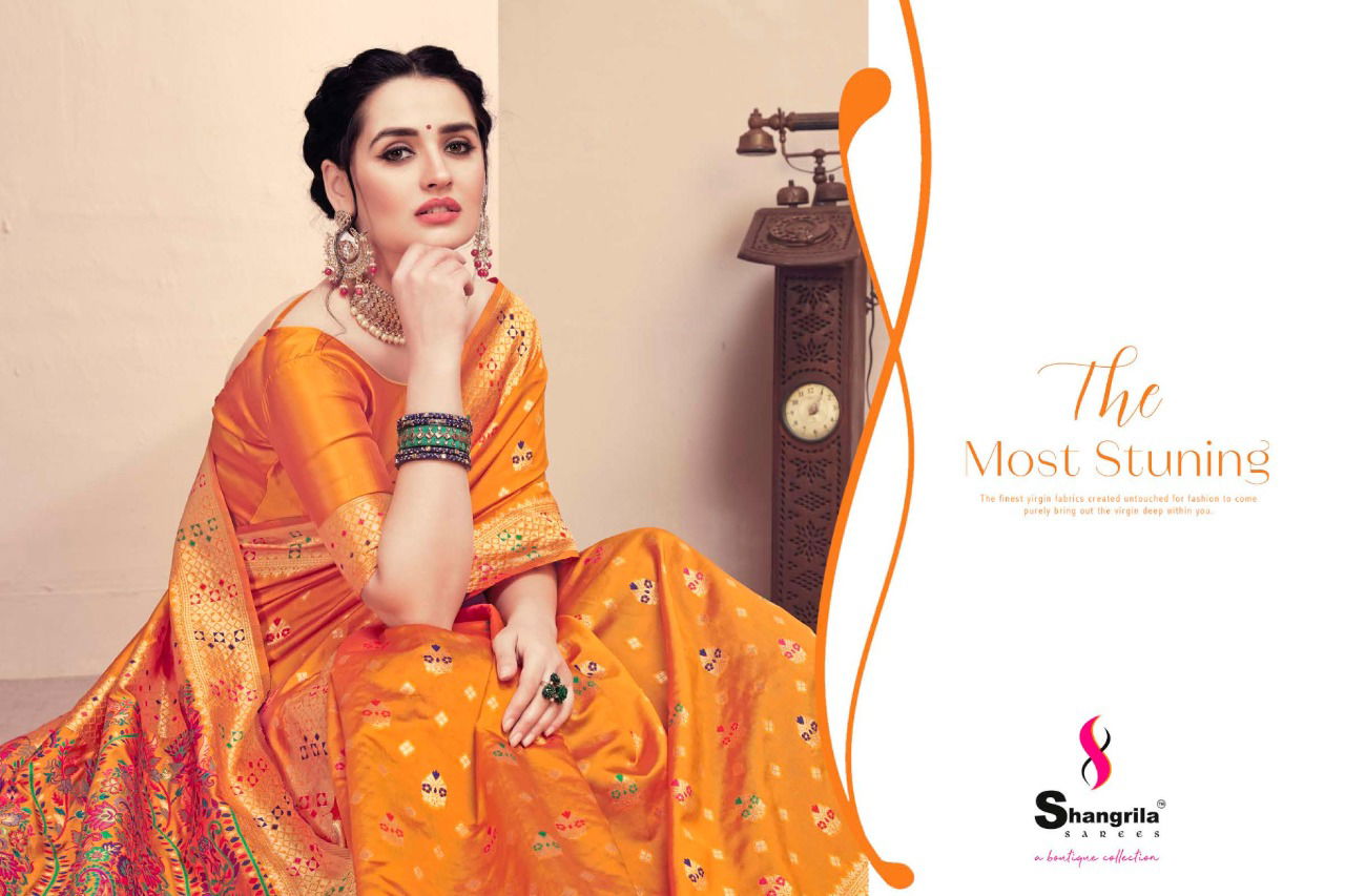 Shangrila Handicraft Silk Rich Kashmiri Fancy Festive Wear Weaving Silk Sarees Collection
