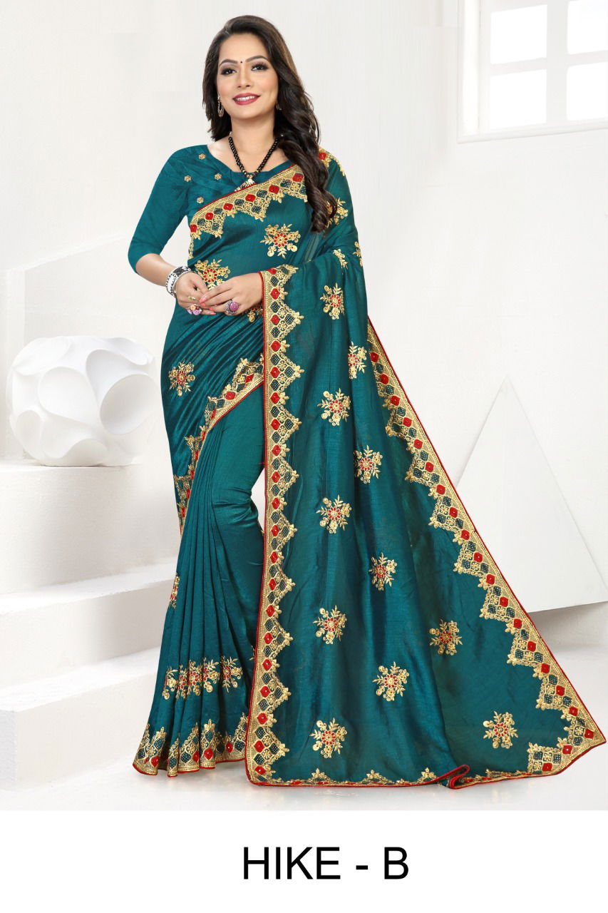 Ronisha Hike Latest Fancy Designer  Festive Wear vichitra Embroidery Work silk Designer Saree Collection

