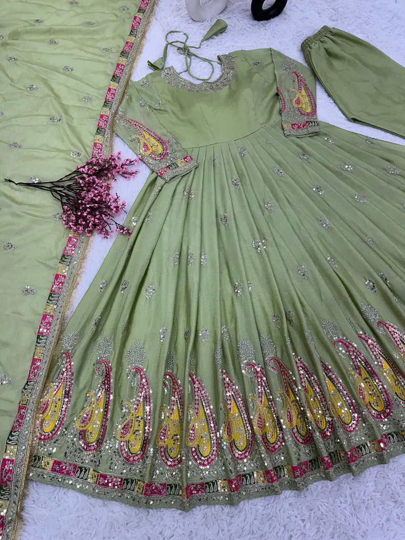 Sr 1621 Pure Heavy Chinon Silk Wedding Wear Online Readymade Suits Wholesale