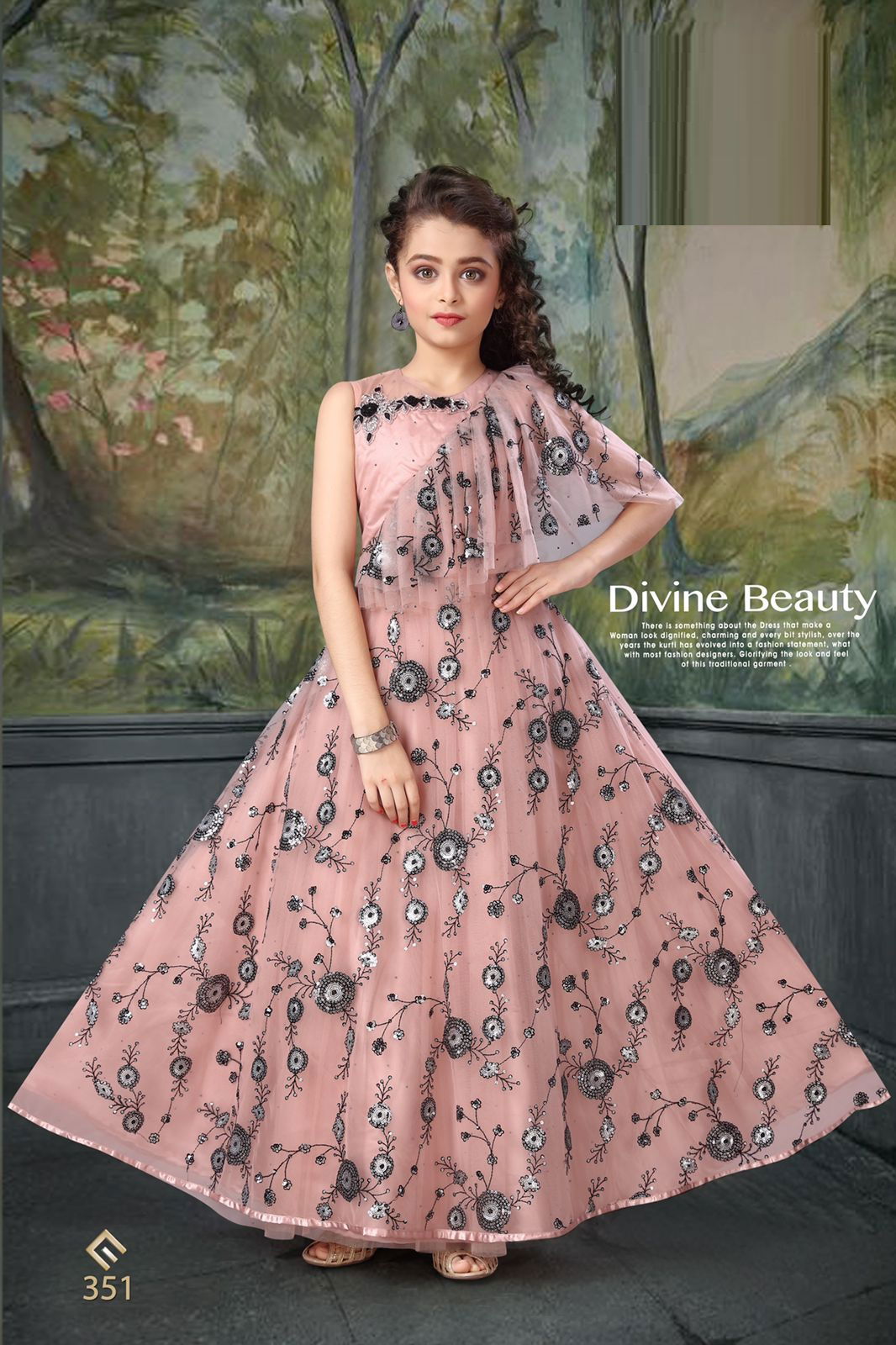 Divine Beauty 351 Stylish Party Wear Wholesale Kids Gown Collection