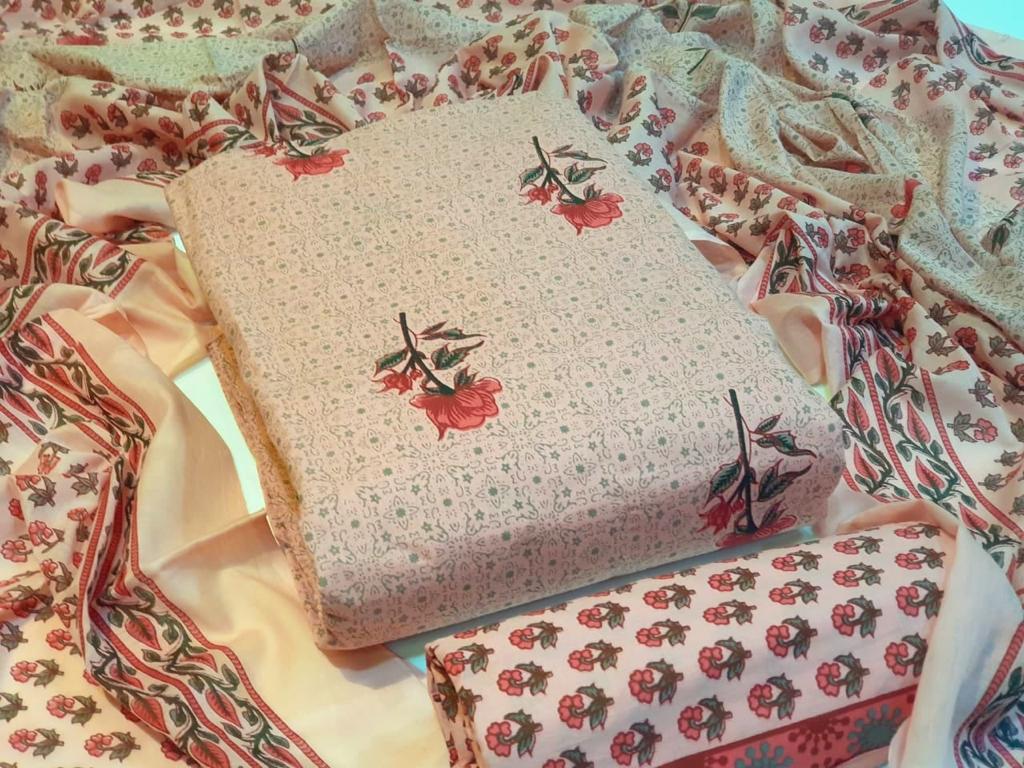 Latest Flower Print Designer Cotton Dress Material Collection 