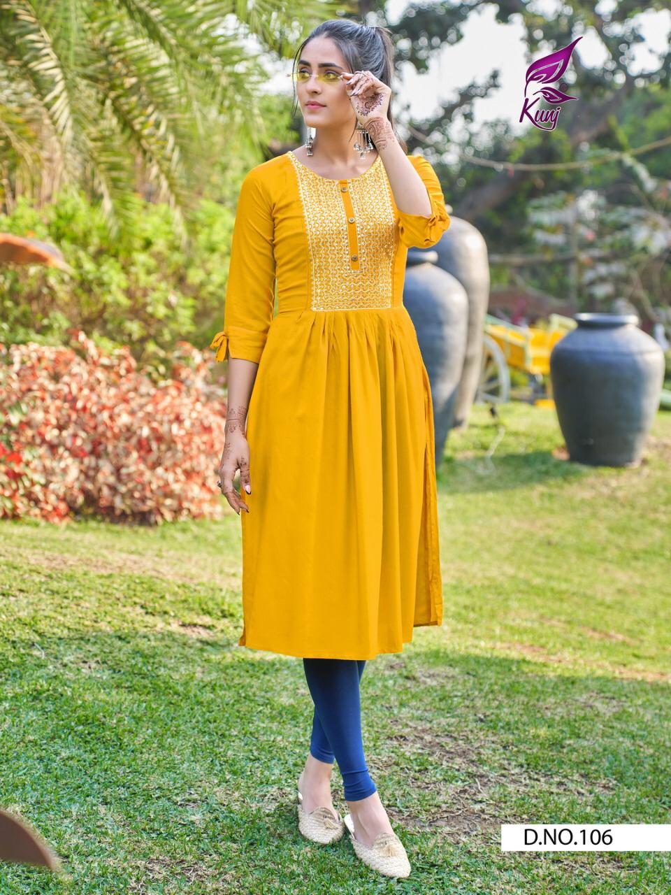 KAVYANSIKA PIXCEL VOL-1 Latest Fancy Designer Heavy Ethnic Wear Rayon Embroidered Kurtis Collection