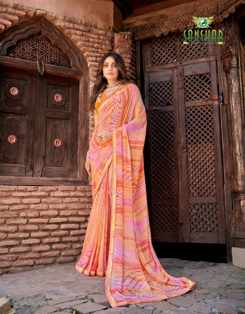 Sanskar Shama Weightless Digital Printed Border Daily Wear Saree Online Wholesale
