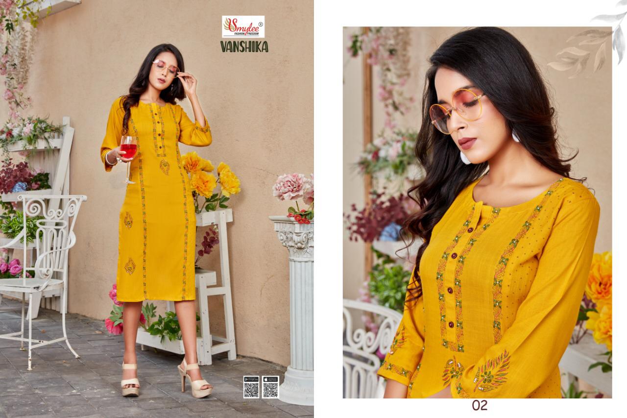 Smylee Vanshika Latest Fancy Designer Ethnic Wear  Heavy Slub Rayon Designer Kurti Collection
