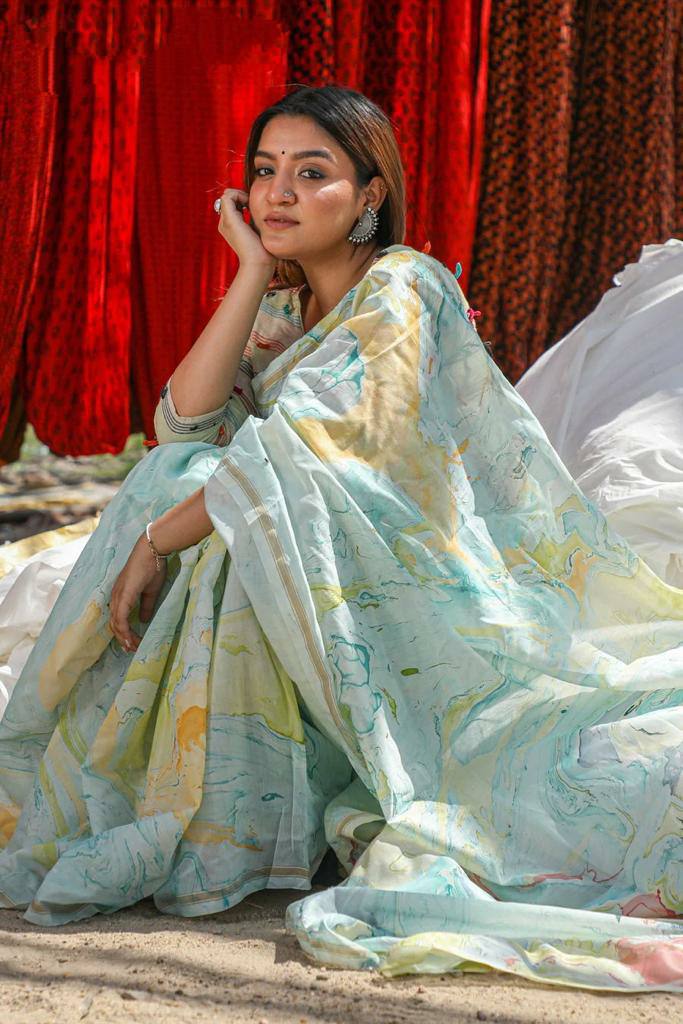 Mg295 Linen Digital Print Saree Catalog