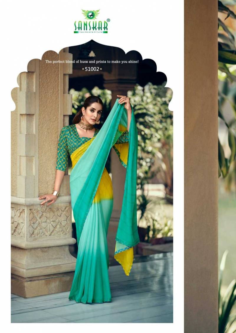 Sanskar Firki Chiffon Weaving Pattern Digital Border Daily Wear Saree Wholesale Online