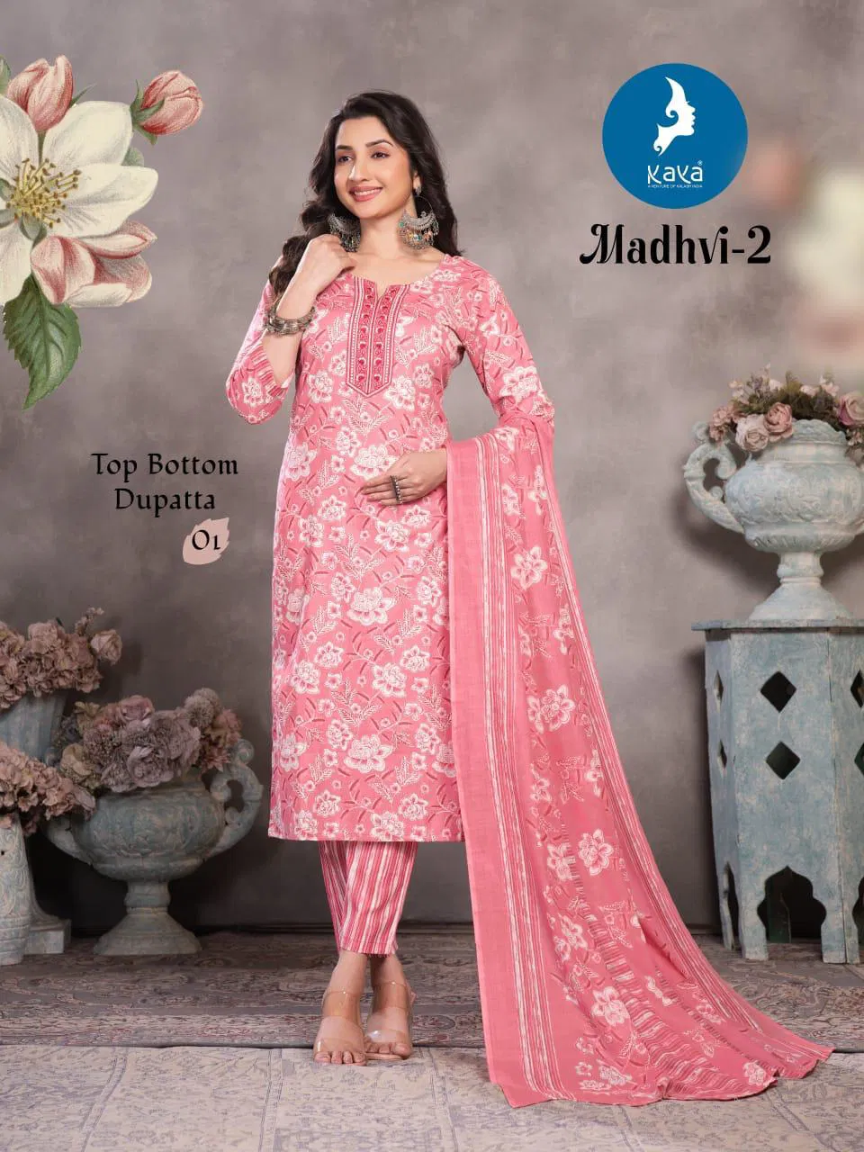 Madhvi 2 By Kaya Cotton Printed Kurti With Bottom Dupatta Exporters In India