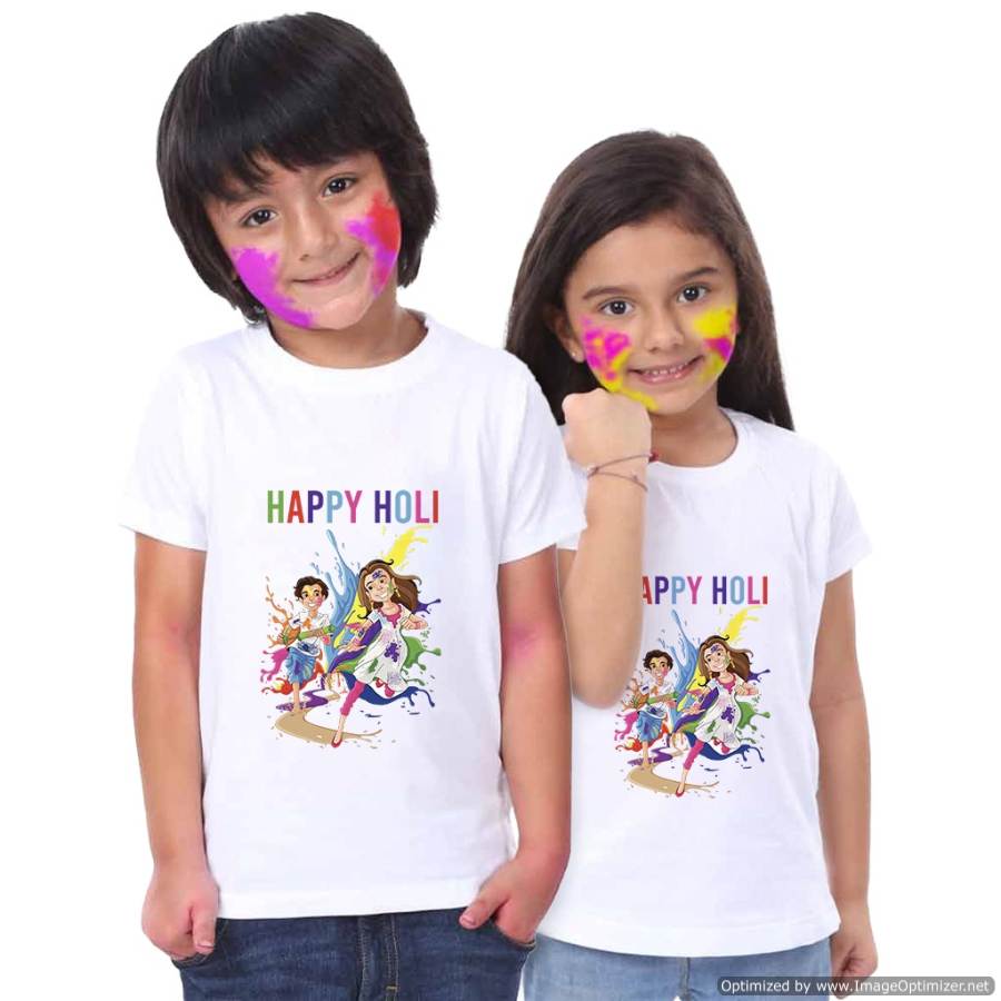 Swara Girl And Boy Holi Special Ethnic Wear Designer Tshirt Collection