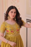 KA 1171 Gold Crush Embroidery Designer Wholesale Gown Suppliers In Mumbai