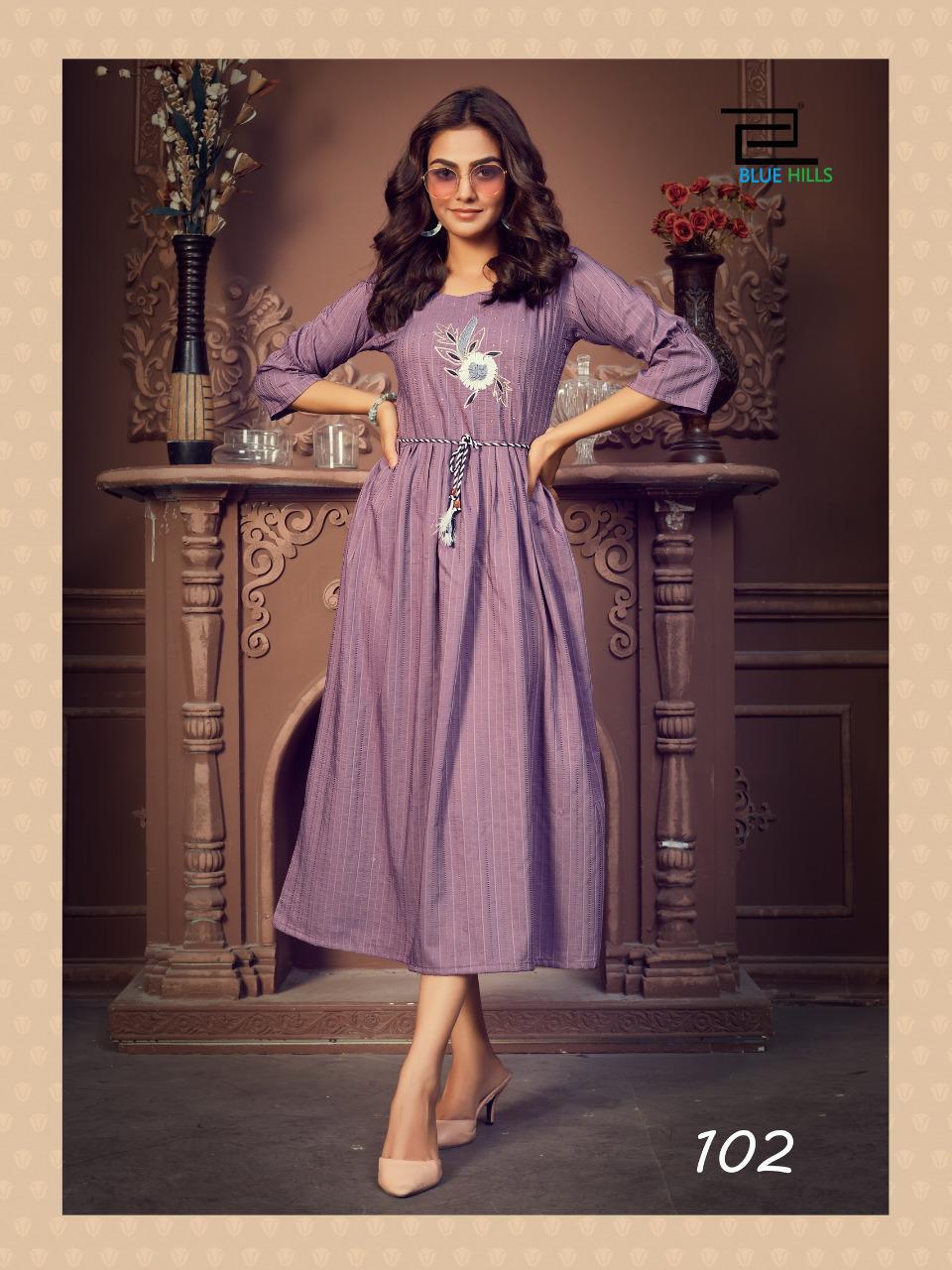 Blue Hills Lotus 1 Latest Fancy Designer Festive Wear Chinon Designer Heavy Kurtis Collection
