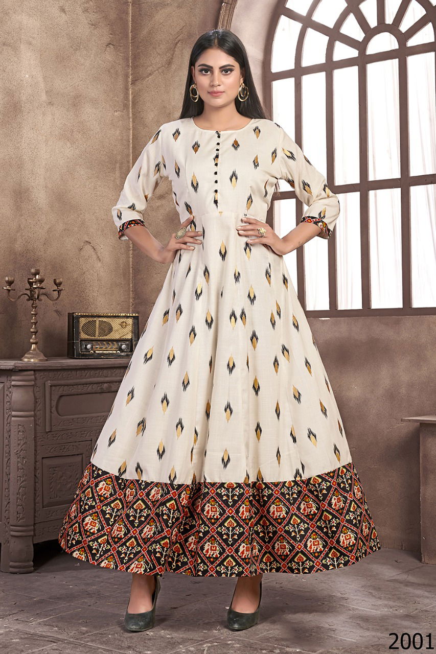 Latest Designer Printed Gown Style Long Kurtis Collection 