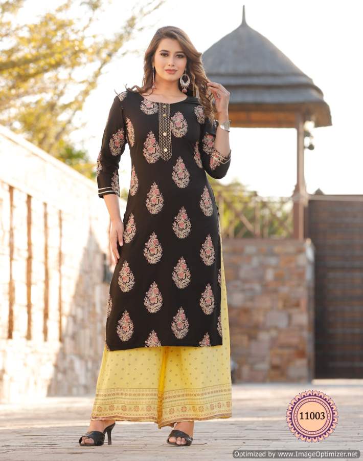 Bibas 11 Ethnic Wear Rayon Printed Kurti With Bottom Collection