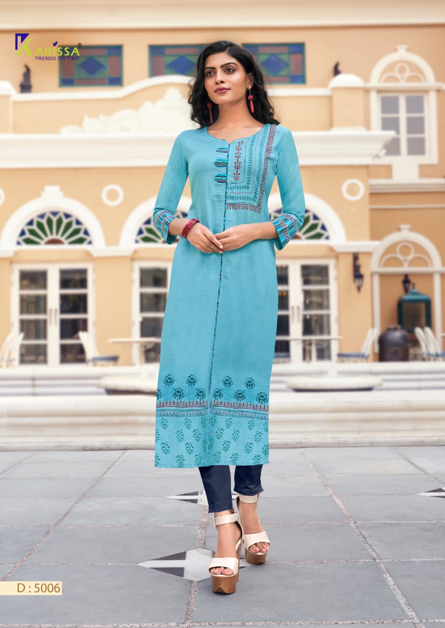 Karissa Rich Girl 5 Latest Fancy Designer Heavy Rayon Foil Print Designer Kurtis Collection
