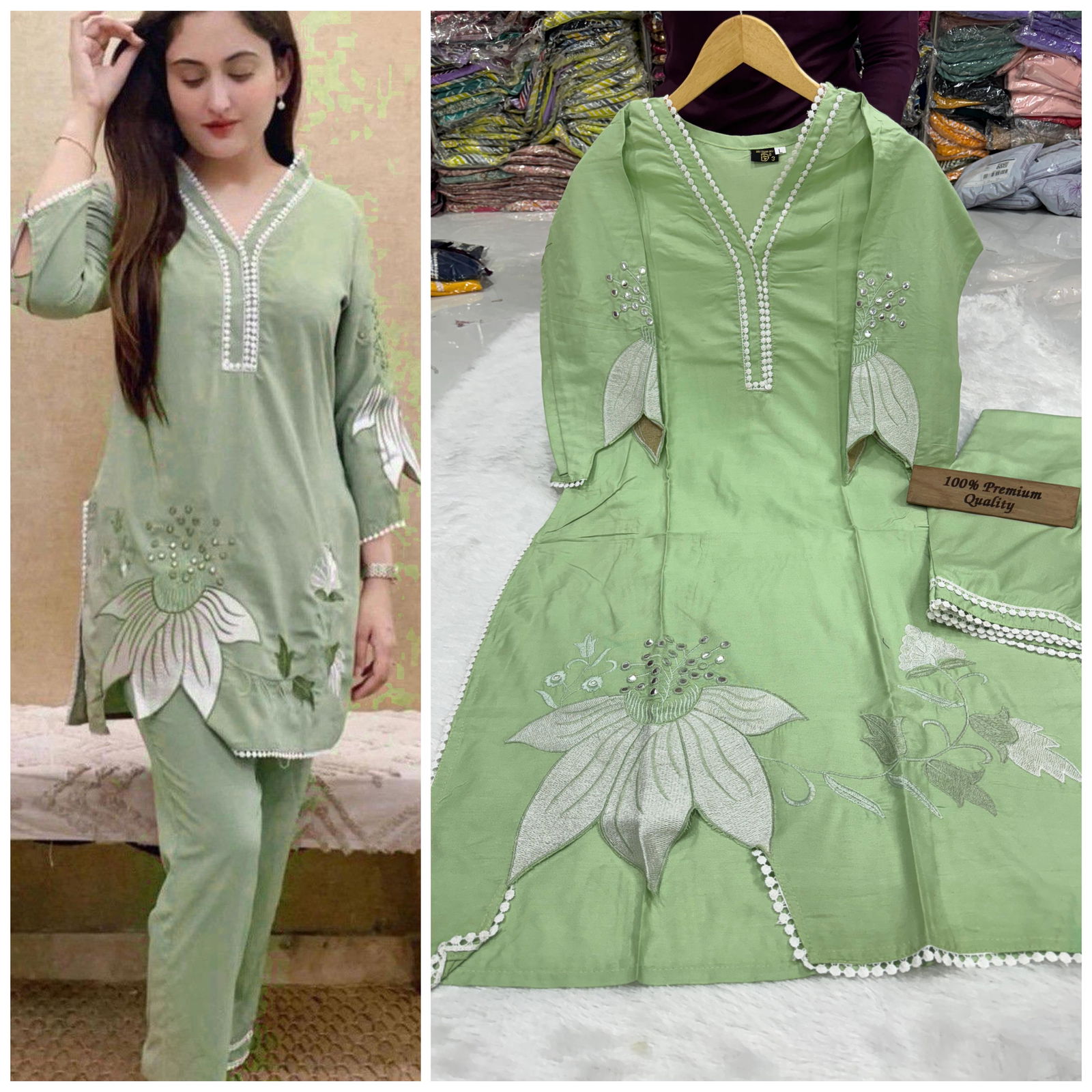 7 Star By Tdg Rayon Cotton Embroidery Top With Bottom Wholesale Online