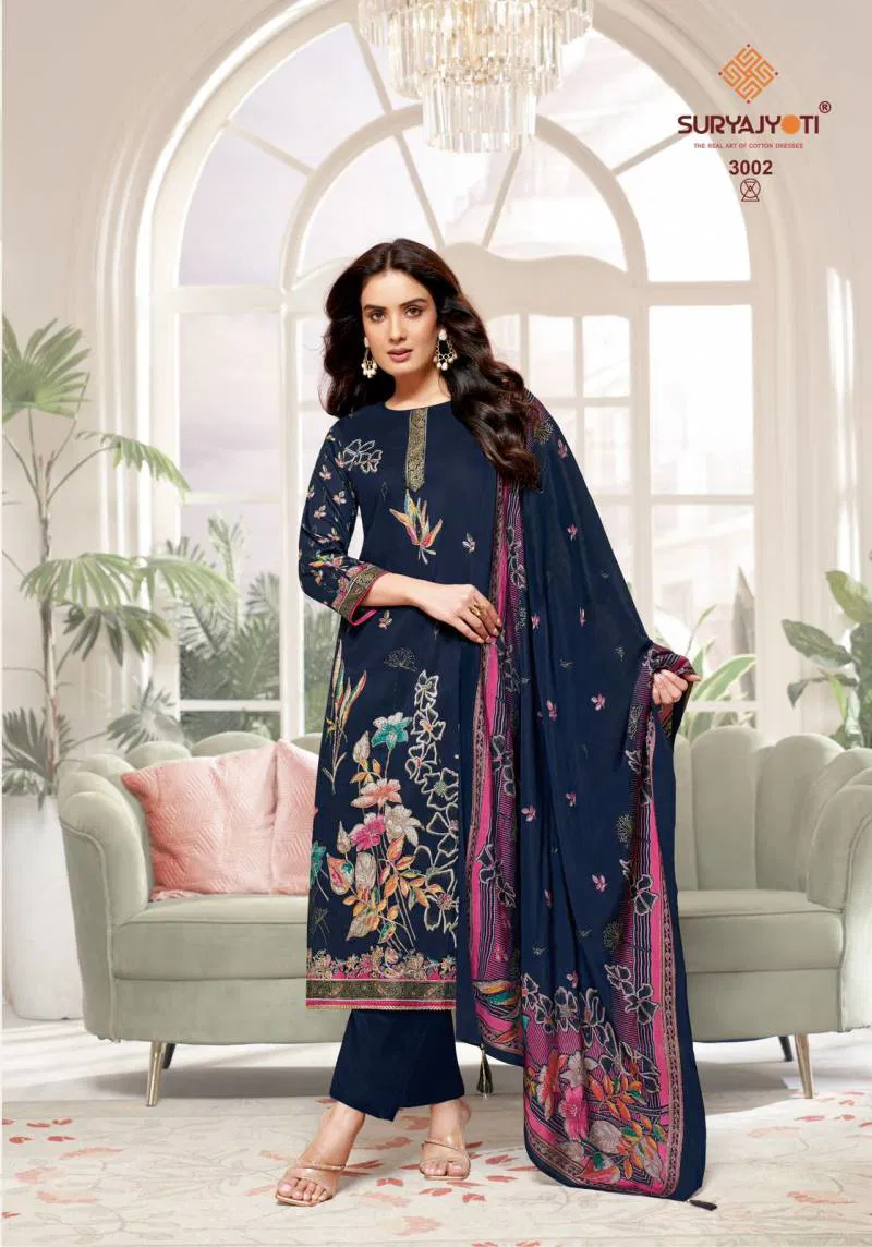 Kaara Advance Vol 3 By Suryajyoti Jam Satin Printed Dress Material Wholesale In India