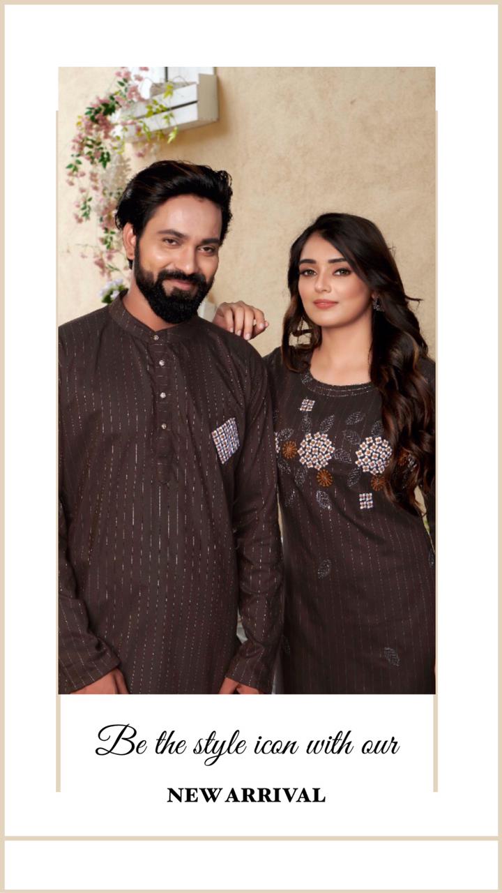 Vastra rang RAM LEELA VOL 4 Pure cotton Party Wear Couple Kurta Collection