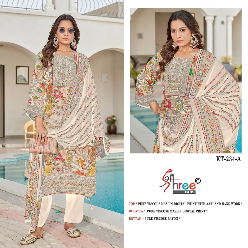 Kt 234 By Shree Viscose Maslin Digital Printed Salwar Suits Orders In India
