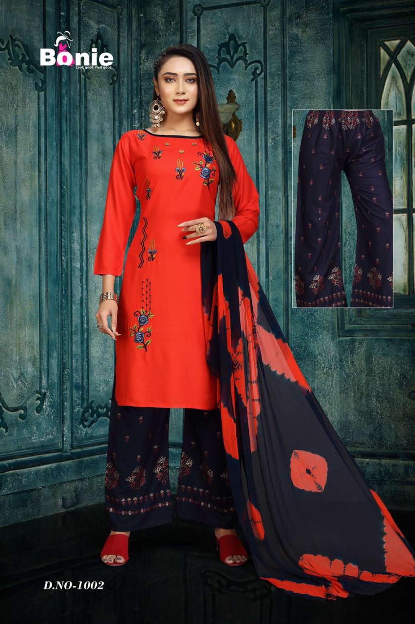 Bonie Hemani Fancy Ethnic Wear Kurtis With Palazzo With Dupatta Readymade Collection
