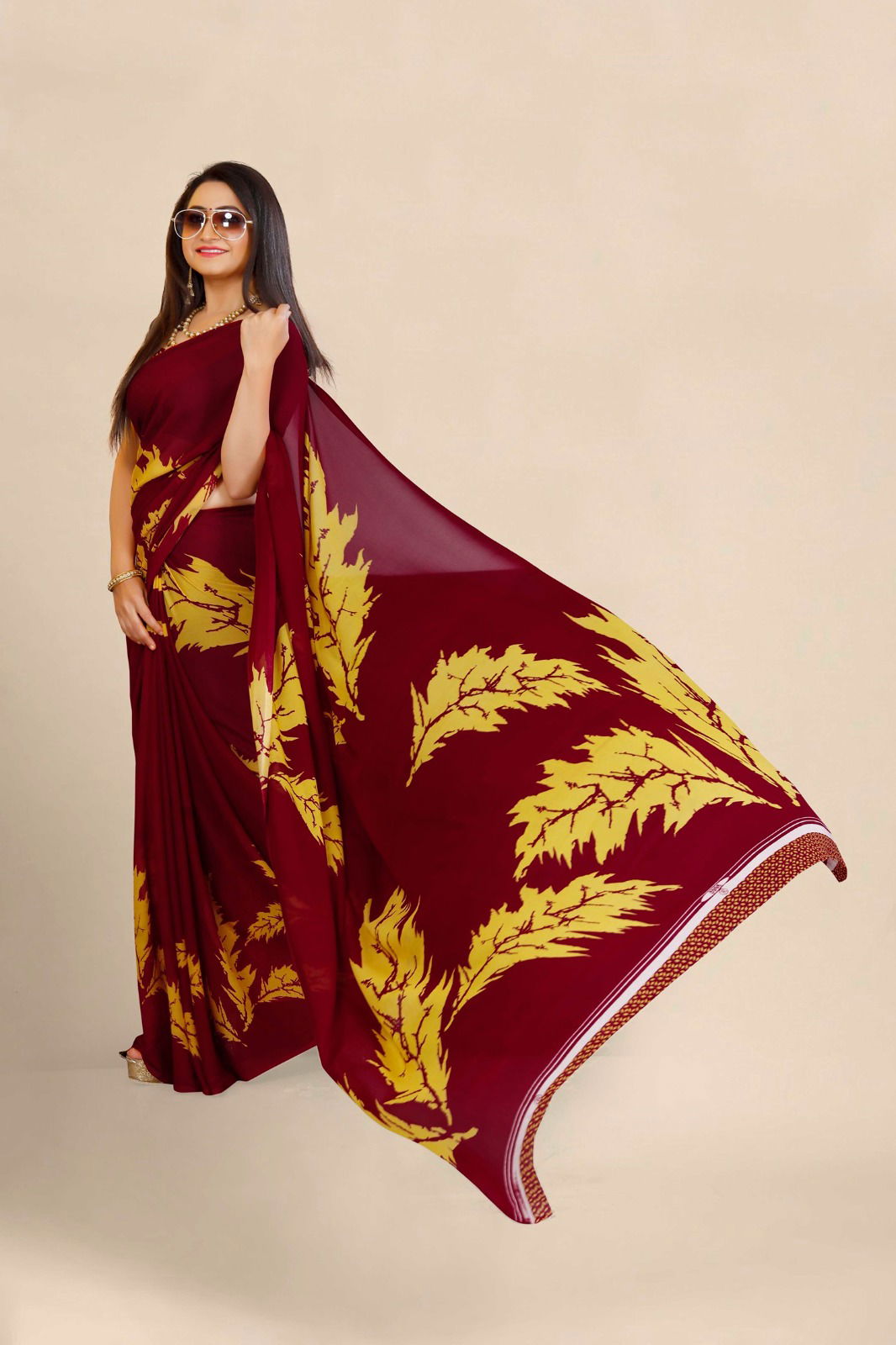 Dhruvi Floral Print Daily Wear Georgette Sarees Catalog