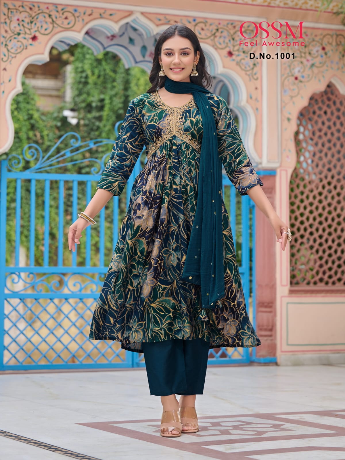 Ossm Resham Vol 10 Alia Cut Chanderi Kurti Bottom With Dupatta
