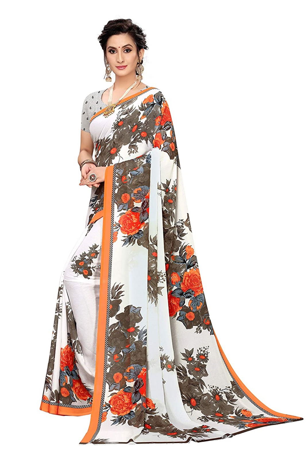 Dhruvi Floral Print Daily Wear Georgette Sarees Catalog