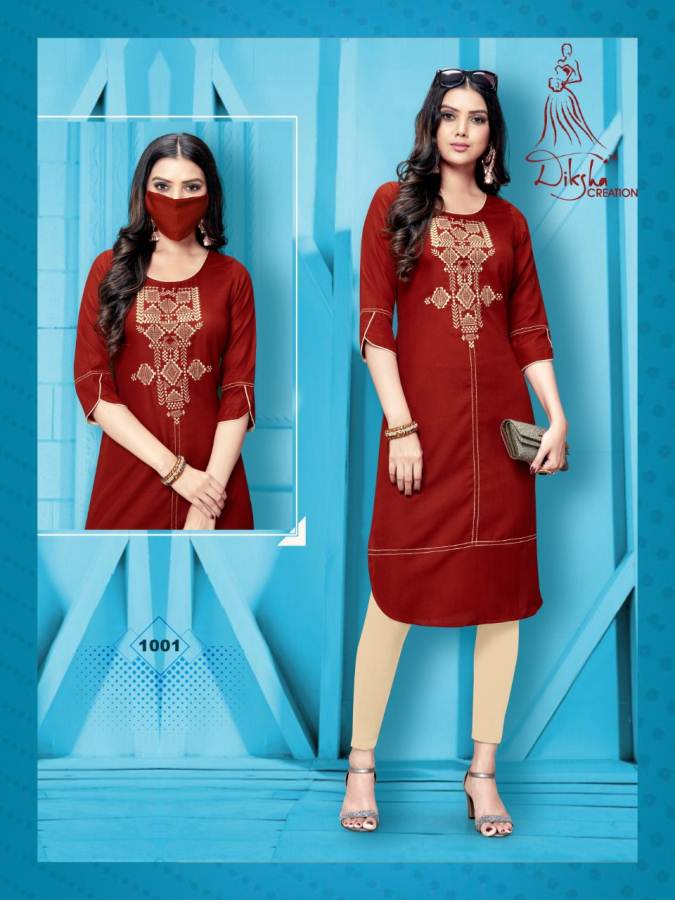 Dikhsha Livaa New Designer Daily Wear Embroidery Work Kurtis Collection