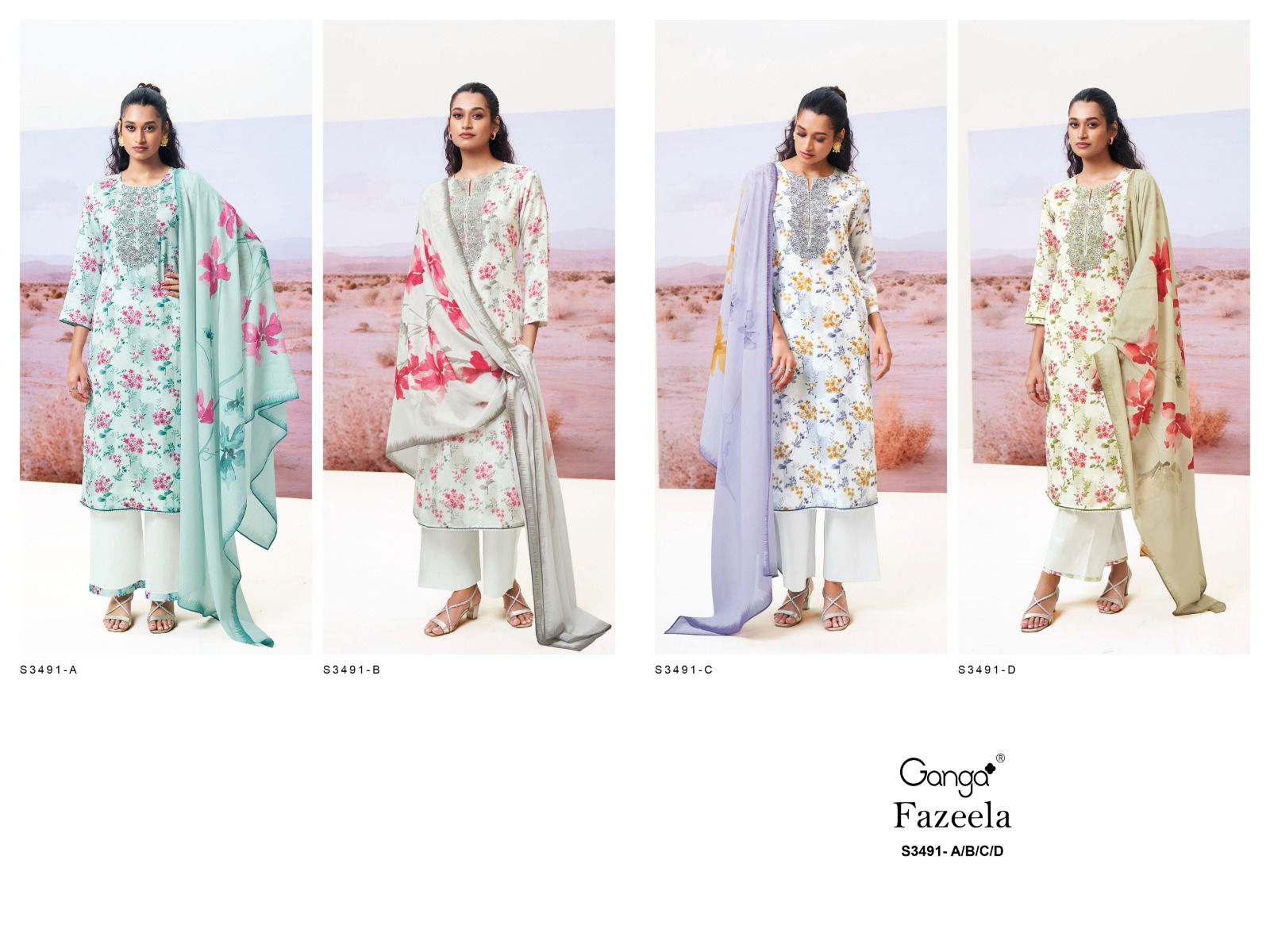Fazeela 3491 By Ganga Cotton Dobby Printed Salwar Suit Suppliers In India
