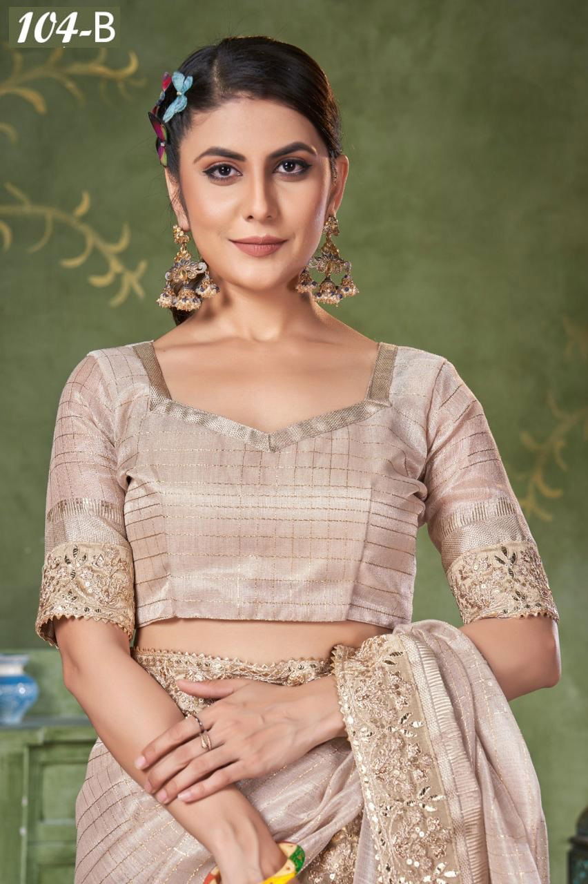 Sumitra 104 A To 104 E Banarasi Linen Checks Wholesale Saree Manufacturers