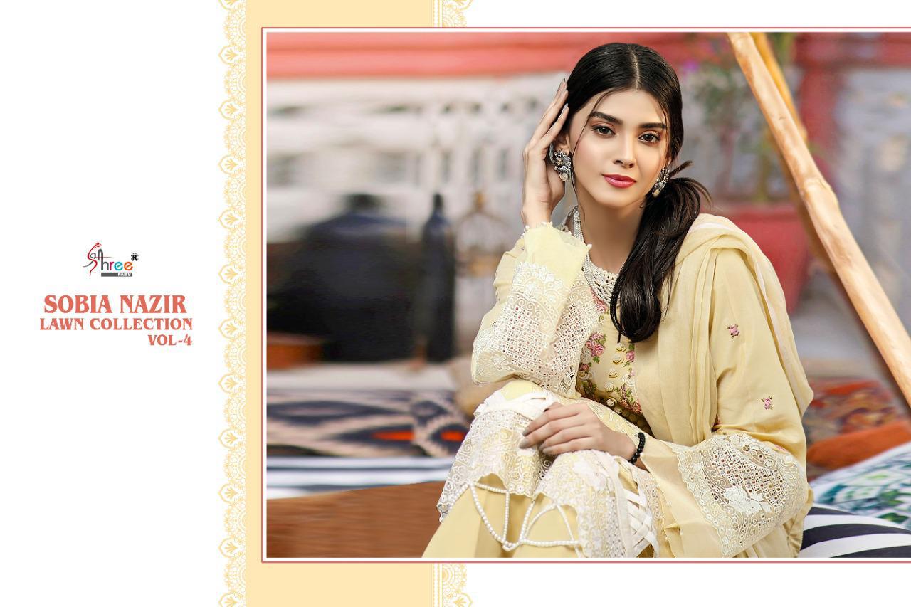 Shree Sobia Nazir Lawn Collection 4 Lawn Cotton Embroidery Pakistani Salwar Kameez Collection
