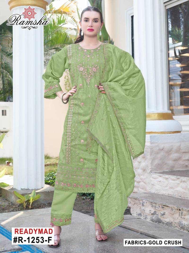 R 1253 E To H By Ramsha Ready Made Salwar Suits Wholesale Clothing Distributors In India