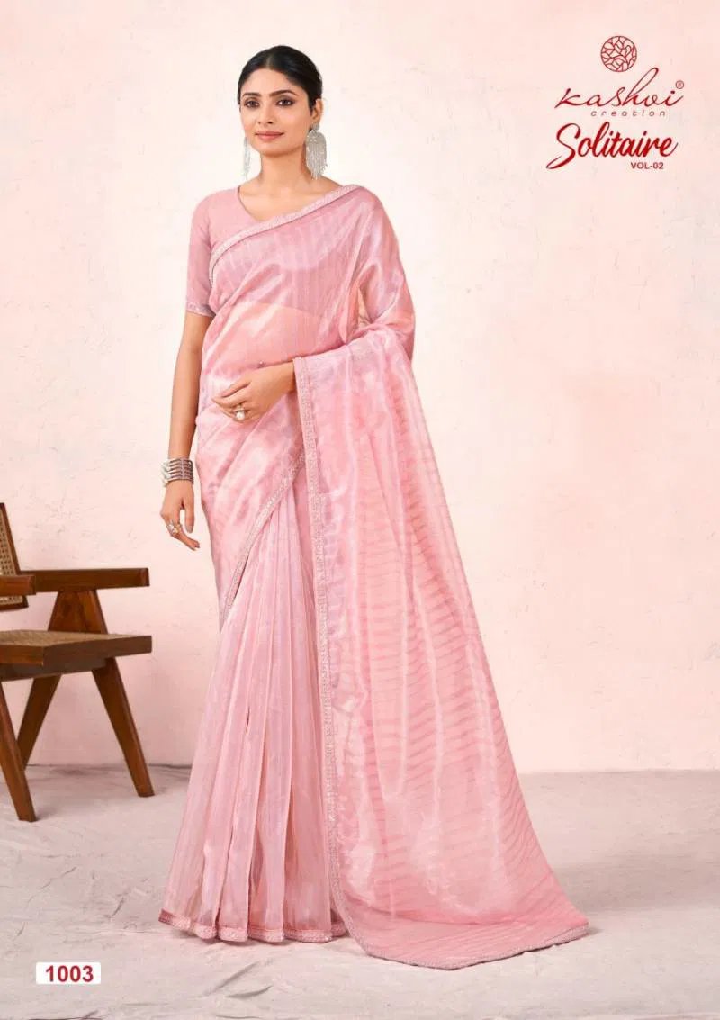 Solitaire Vol 2 By Kashvi Organza Silk With Cut Work Saree Wholesale Price In Surat