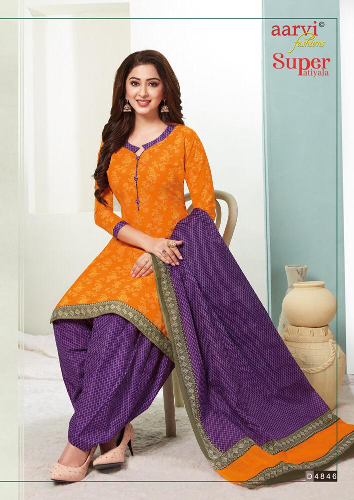 Aarvi Super Patiyala 2 Ready Made Regular Wear Patiyala Collection With Mal Mal Dupatta 