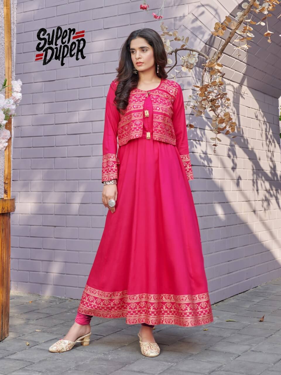 Super Duper Hit Latest Fancy Designer Ethnic Wear Long Heavy Rayon Kurtis Collection
